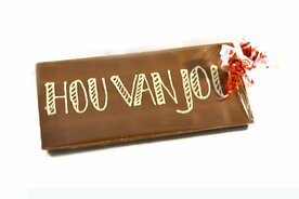 Handgeschreven Chocoladereep 'Hou van jou'