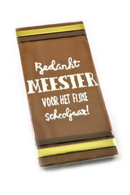 Handgeschreven Chocoladereep 'Bedankt Meester' 