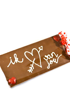 Handgeschreven Chocoladereep &#039;ik hartje van jou&#039;