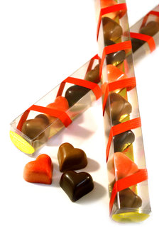 Staaf gevuld met Hartjesbonbons valentijn