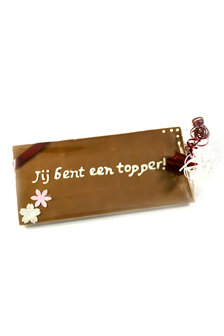 Handgeschreven Chocoladereep &#039;Jij bent een topper!&#039;