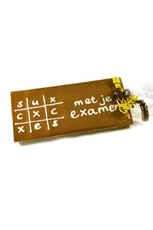 Handgeschreven Chocoladereep &#039;Succes met je examen&#039;