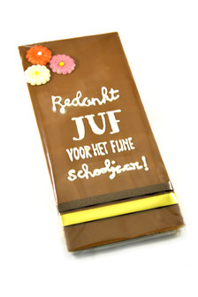 Handgeschreven Chocoladereep &#039;Bedankt Juf&#039; 