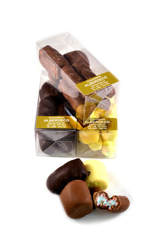 Chocolade spekjes in Klikdoos