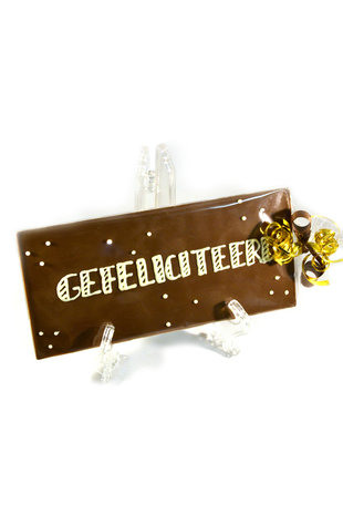 Handgeschreven Chocoladereep 'Gefeliciteerd'