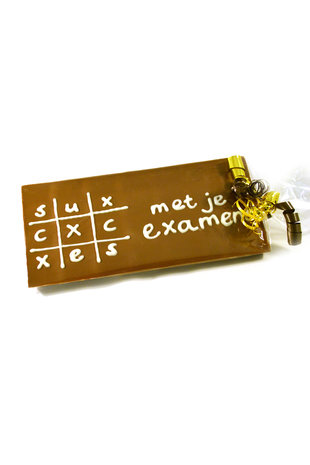 Handgeschreven Chocoladereep 'Succes met je examen'