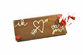 Handgeschreven Chocoladereep 'ik hartje van jou'